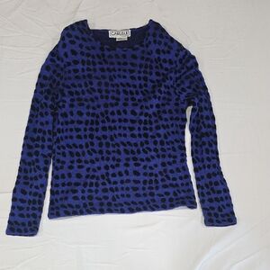 Carlisle Women's Silk Top in Blue with Black Spots